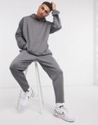 Asos Design Co-ord Oversized Hoodie In Scuba In Washed Black-grey