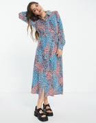 Vila Long Sleeve Shirt Dress In Navy