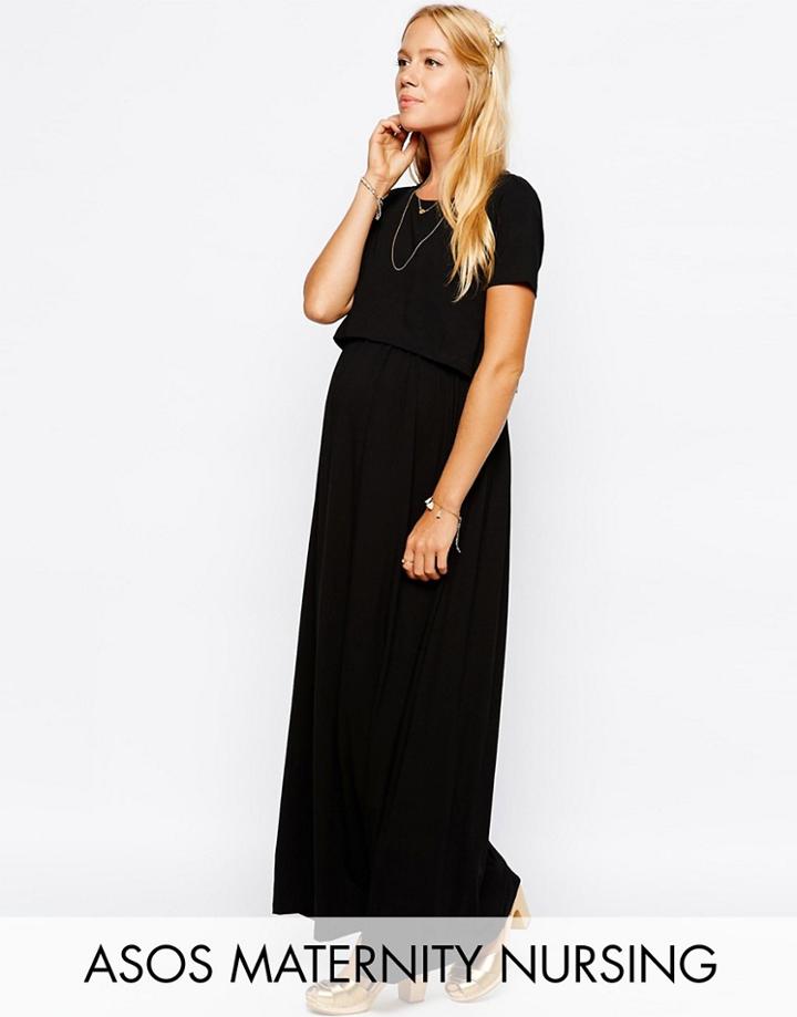 Asos Maternity Petite Nursing Maxi Dress - Black