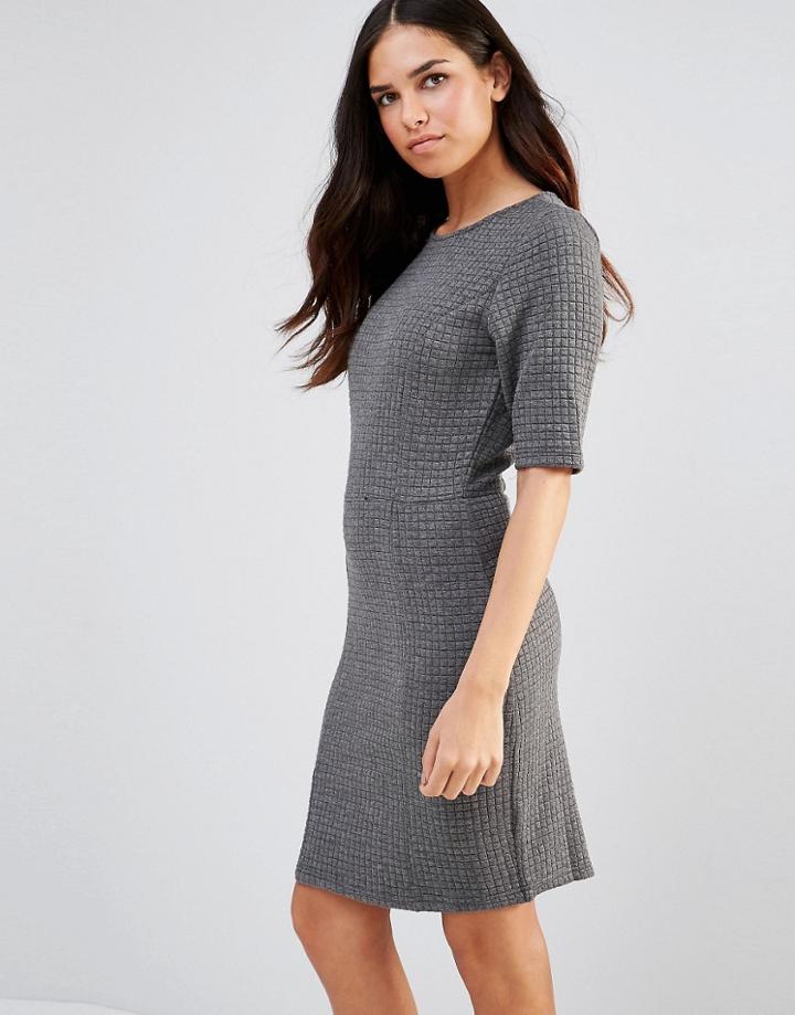 Poppy Lux Sonya Quilted Jersey Shift Dress - Gray Marl