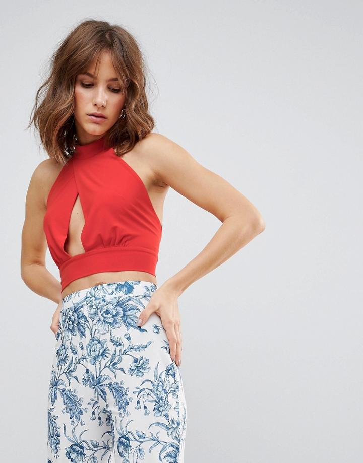 Love Cross Over High Neck Top - Orange