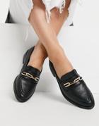 Glamorous Loafers With Gold Trim In Black