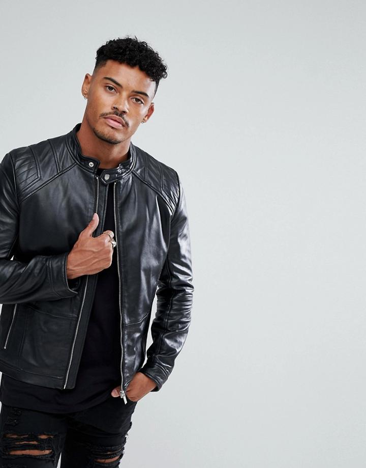 Hugo Biker Jacket In Black - Black