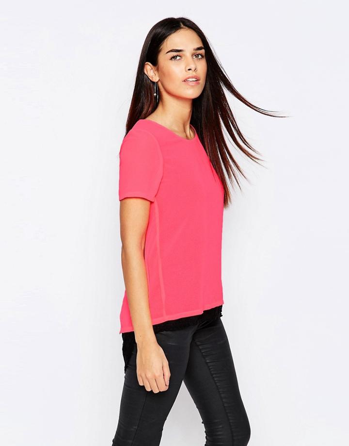 Madam Rage Top With Lace Hem - Pink