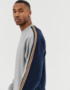 Asos Design Oversized Sweatshirt With Side Stripes And Color Blocking In Gray And Navy - Gray