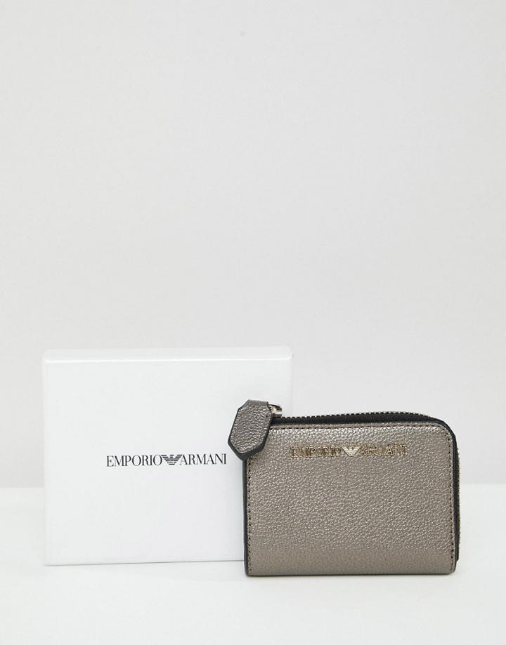 Emporio Armani Zip Around Mini Purse With Hardware - Gold