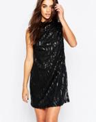 Motel Radella Shift Dress With Tear Sequin Embellishment - Black