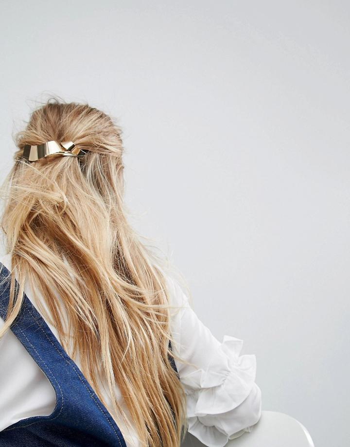 Asos Abstract Twist Bar Hair Clip - Gold
