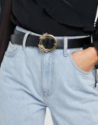Asos Design Bug Detail Buckle Waist And Hip Jeans Belt-black