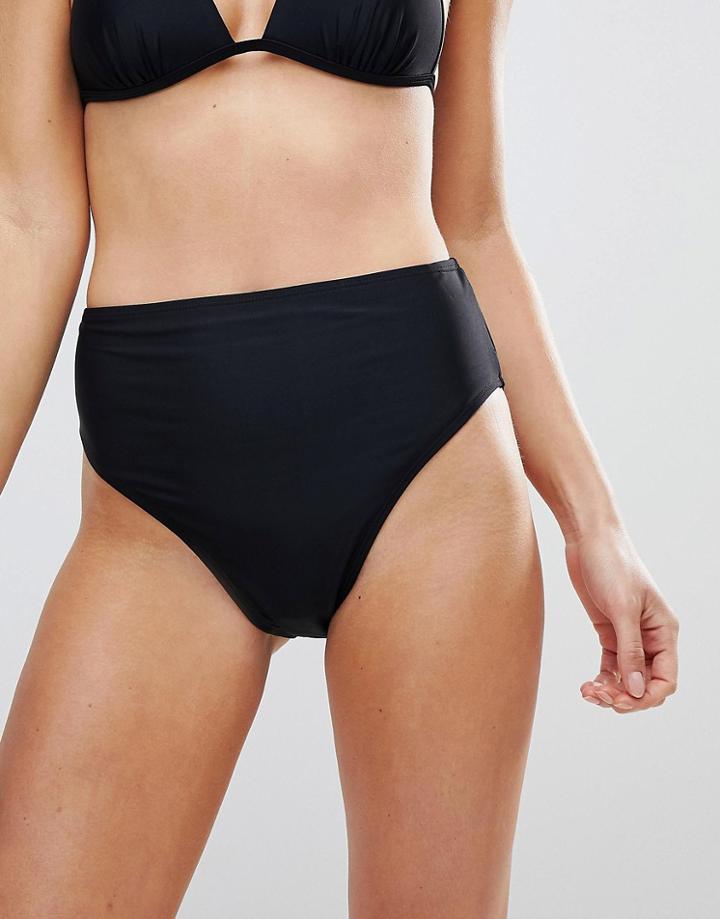 New Look Basic High Waisted High Leg Bikini Bottoms - Black