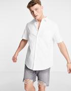 River Island Short Sleeve Linen Shirt In White
