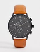 Asos Design Watch With Sub Dial Detail In Brown
