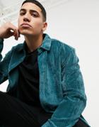 Pull & Bear Cord Overshirt In Blue-blues