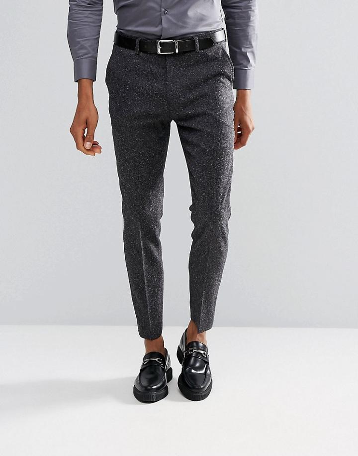 Moss London Skinny Suit Pants In Fleck - Gray