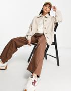 Topshop Short Shacket In Oatmeal-neutral