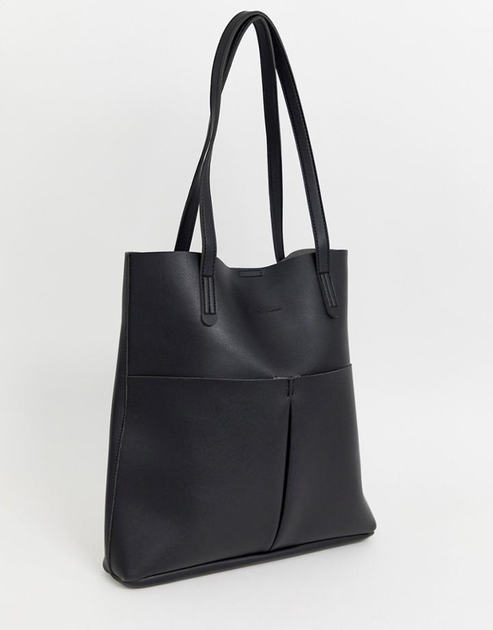 Claudia Canova Unlined Pocket Shopper Bag-black