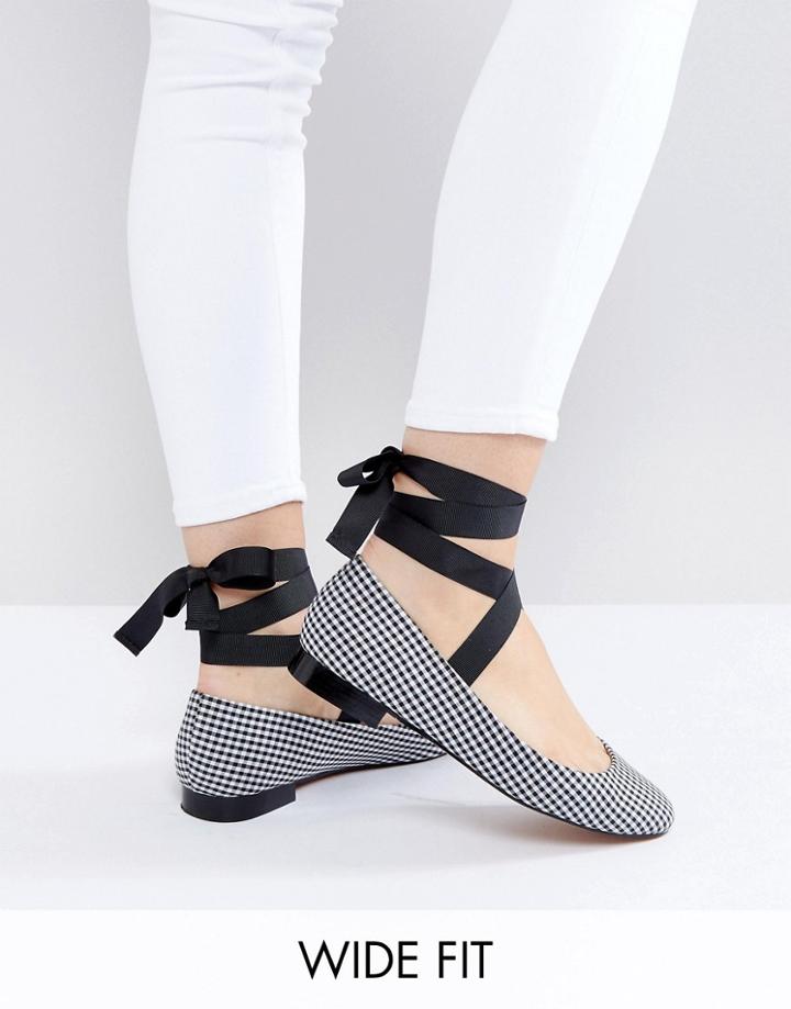 Asos Loved Up Wide Fit Tie Leg Ballet Flats - Multi