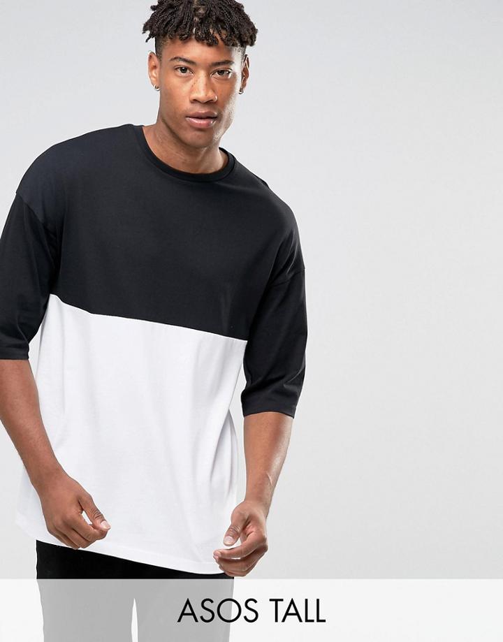 Asos Tall Oversized T-shirt With Color Block - Black