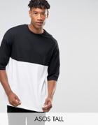 Asos Tall Oversized T-shirt With Color Block - Black