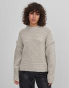 Bershka Pattern Knit Sweater In Beige-neutral