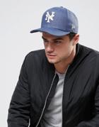New Era 9fifty Snapback Cap Ny Mets In Linen & Felt - Navy