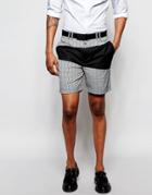 Rogues Of London Prince Of Wales Check Suit Shorts In Skinny Fit - Gray