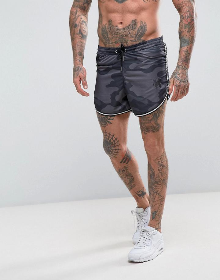 Good For Nothing Swim Shorts In Black Camo - Black