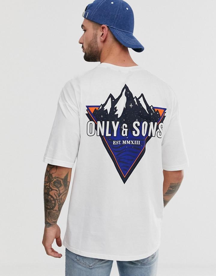 Only & Sons Back Graphic Oversized T-shirt In White