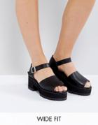 Asos Take It Back Wide Fit Chunky Heeled Sandals - Black