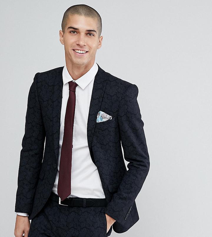 Heart & Dagger Super Skinny Suit Jacket In Printed Wool Mix - Black