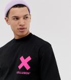 Collusion Tall Logo T-shirt In Black With Neon Print - Black