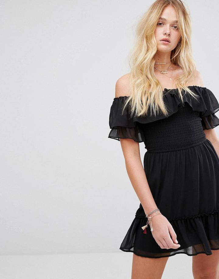 Hollister Boho Off The Shoulder Dress - Black