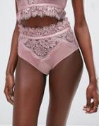 Asos Farrah Lace & Fishnet High Waist Pant - Pink
