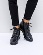 Asos Alfira Leather Lace Up Boots - Black