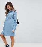 Asos Maternity Denim Shirt Dress With Deep Cuff Detail - Blue