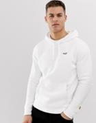 Hollister Chest Logo Overhead Hoodie In White - White
