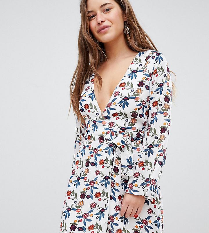 Fashion Union Petite Kimono Wrap Mini Dress - White