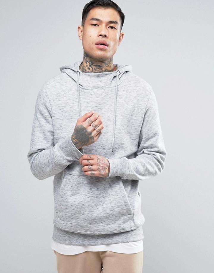 Bershka Hoodie In Gray Marl - Gray