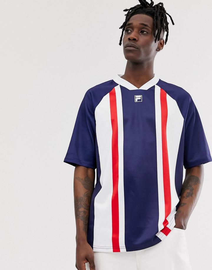 Fila Duke Oversized Stripe T-shirt In Navy