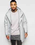 Asos Crinkled Drop Shoulder Parka In White - White