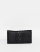 Asos Design Croc Effect Foldover Ladies' Wallet-black
