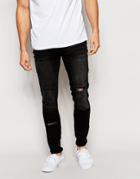 Waven Jeans Erling Spray On Super Skinny Fit Vintage Black Distressed - Vintage Black