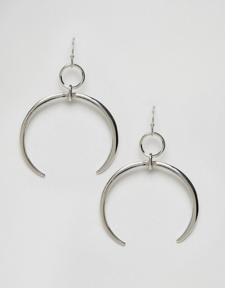 Design B London Horn Statement Earrings - Silver