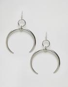 Design B London Horn Statement Earrings - Silver