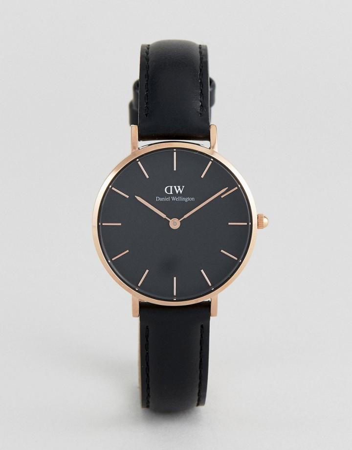Daniel Wellington Dw00100168 Black Petite Sheffield Leather Watch In Black 32mm - Black