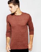 Asos Crew Neck Sweater In Cotton - Rust Twist