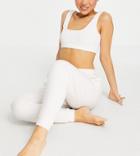 Asos Design Petite Mix & Match Lounge Super Soft Rib Sweatpants In Ecru-white