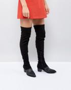 Prettylittlething Studded Over The Knee Boot - Black