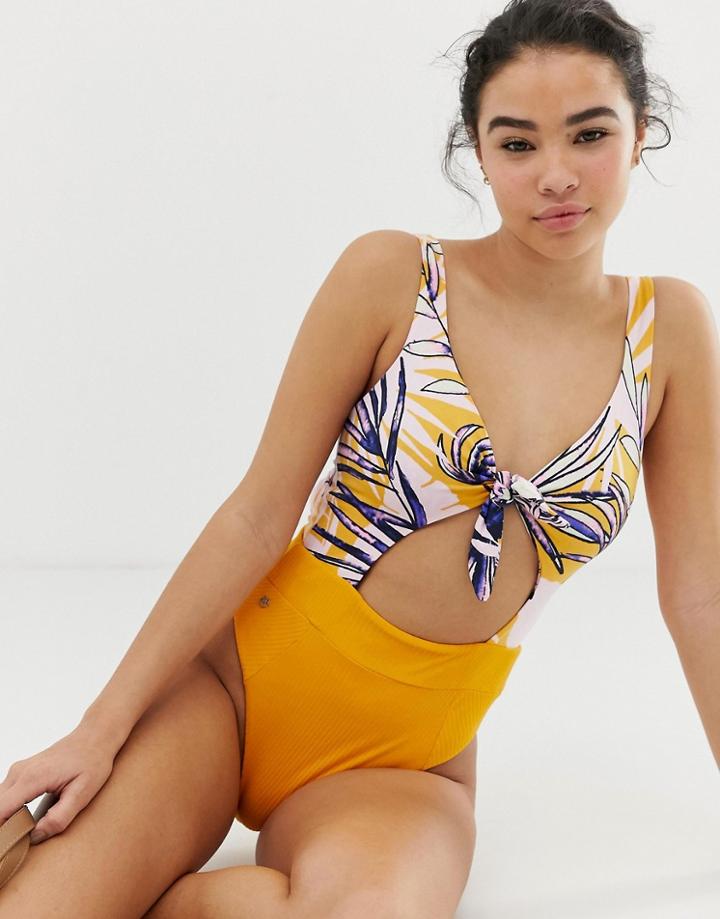 Maaji Maracuja Sherbet Rib Color Block Swimsuit In Yellow Multi