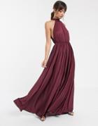 Asos Design Halter Pleated Waisted Maxi Dress